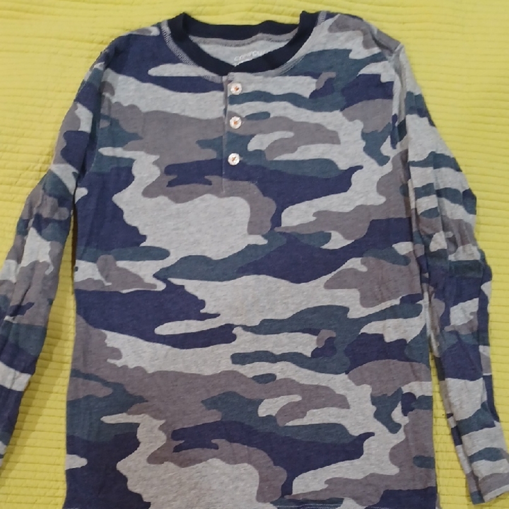 Crewcuts Blue and Gray Camo Long Sleeve Tee